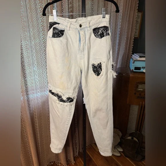 VTG Stefano Jeans With Lace Detail - Picture 1 of 8